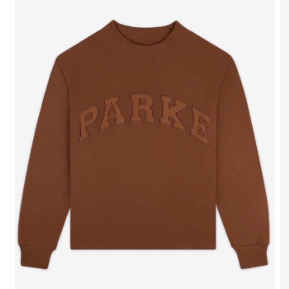 SOLD!! PARKE Embroidered Crewneck Sweatshirt - Brown